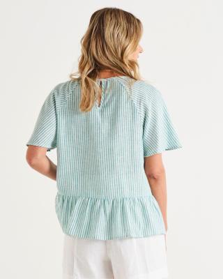 Cassandra Teal Stripe Top