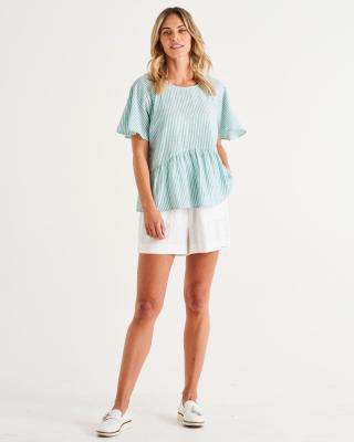 Cassandra Teal Stripe Top