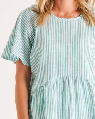 Cassandra Teal Stripe Top