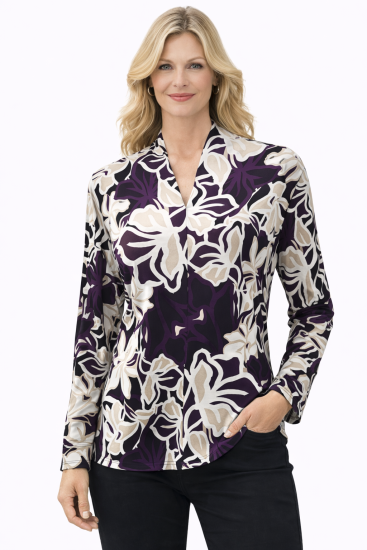 Purple Floral Knit Top