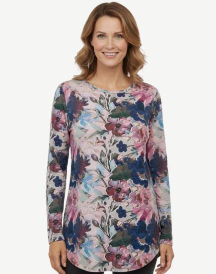 Teal Mirage Knit Long Sleeve Top