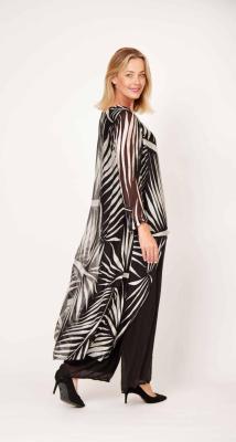 Black and White Stripe Long Cape Top