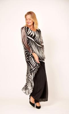 Black and White Stripe Long Cape Top