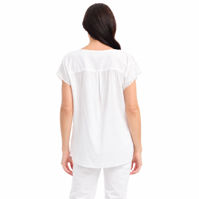 White Broderie Embellished Top