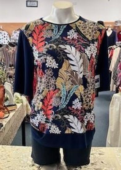 Navy Print Top