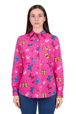 Giselle Women's Half Placket Long Sleeve Shirt